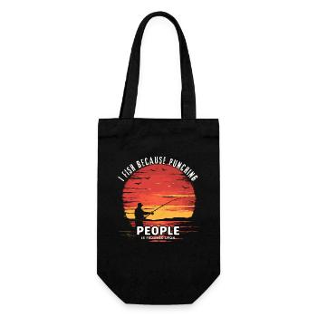 Silhouette du pêcheur au coucher de soleil - Sac à bouteille - noir - Devant
