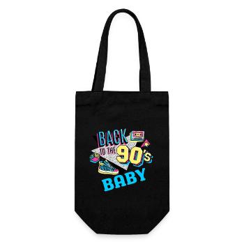 90s Baby Vintage Bday Party Funny retro - Geschenkbeutel für Flaschen - Schwarz - Vorne