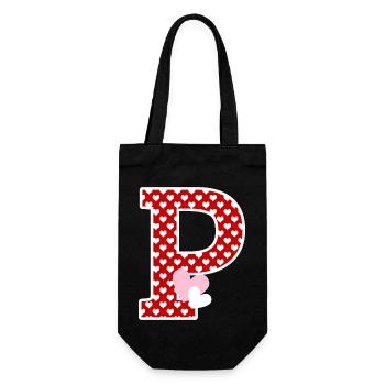 Buchstabe p Herz - Geschenkbeutel für Flaschen - Schwarz - Vorne