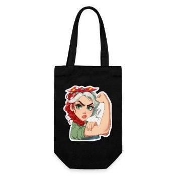Powerfrau RosieStil Cartoon - Geschenkbeutel für Flaschen - Schwarz - Vorne
