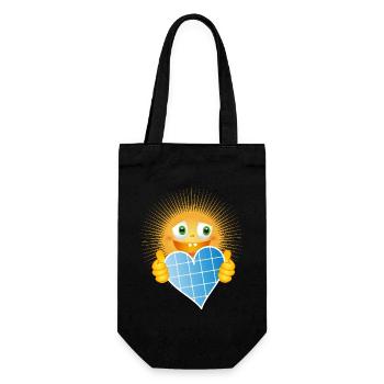 Radiant sun with a heart made of solar cells - Gift Bag for Bottles - black - Front