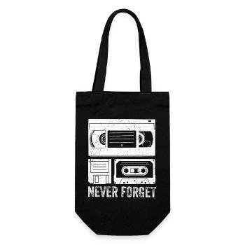 Vintage Cassette Tape Never Forget - Geschenkbeutel für Flaschen - Schwarz - Vorne