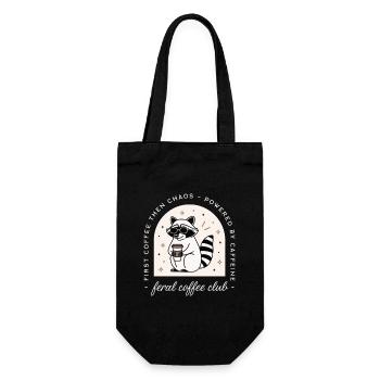 Coffee club funny feral chaotic raccoon lovers - Gift Bag for Bottles - black - Front