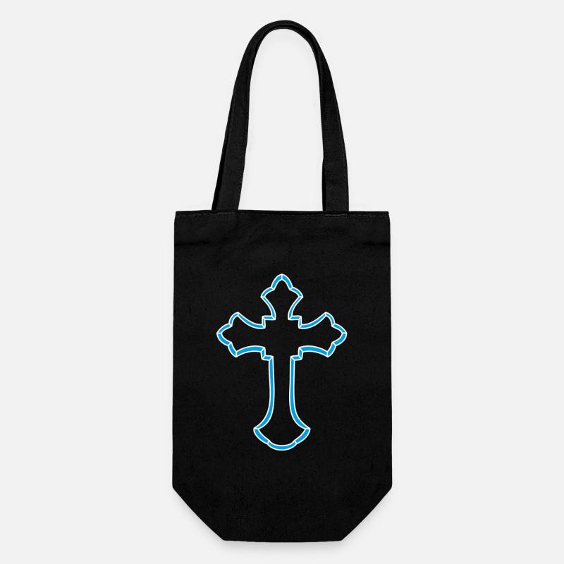 Neon-Kreuz Silhouette - Geschenkbeutel für Flaschen - Schwarz