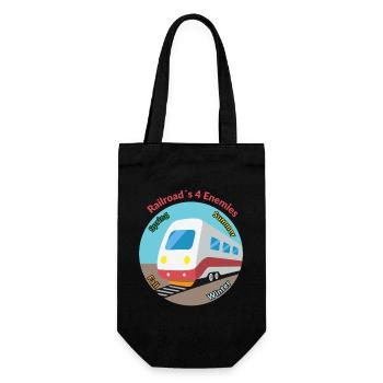Four Seasons Train Motif, Always Unpunctual - Gift Bag for Bottles - black - Front