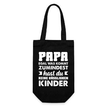 Lustiges Vatertag Geschenk Papa Bier - Geschenkbeutel für Flaschen - Schwarz - Vorne