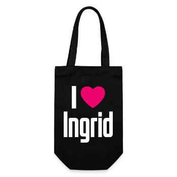 I Love Ingrid Pinkes Herz Ich liebe Ingrid - Geschenkbeutel für Flaschen - Schwarz - Vorne