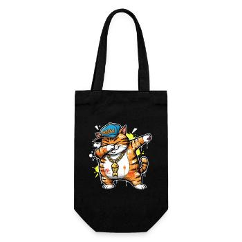 Dabbing Cat Street Art Funny Meow Design - Gift Bag for Bottles - black - Front
