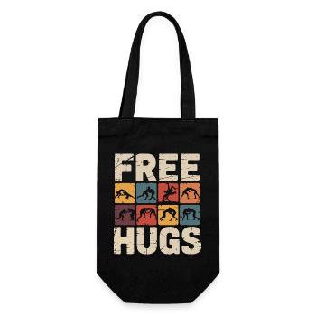 Wrestler hug – Free Hugs Wrestling saying Retro - Gift Bag for Bottles - black - Front