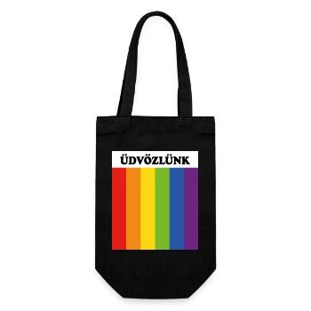 LGBT SAFE SPACE Uedvoezluenk welcome in Hungarian - Gift Bag for Bottles - black - Front