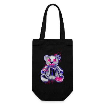Gothic Teddy Bär mit Graffiti Neon Look - Geschenkbeutel für Flaschen - Schwarz - Vorne
