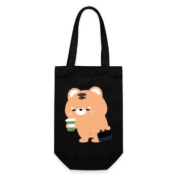 Tigre de Kawaii avec tasse de café - Sac à bouteille - noir - Devant