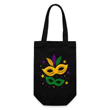 Karneval Masken mit Sternen & bunten Federn - Geschenkbeutel für Flaschen - Schwarz - Vorne