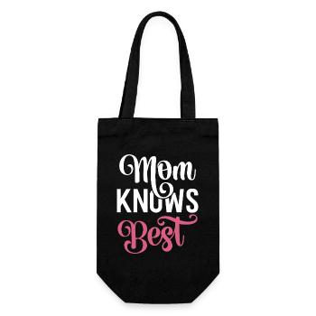 Mama weiß es am besten - Geschenkbeutel für Flaschen - Schwarz - Vorne
