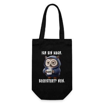 Sleepy Owl Hoodie NOPE Humor - Gift Bag for Bottles - black - Front
