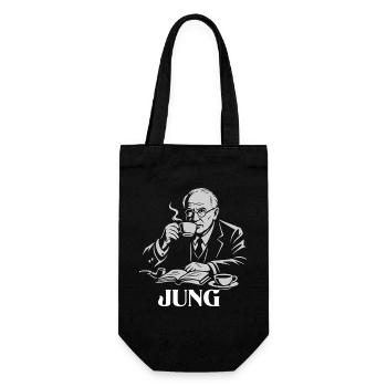 Carl Gustav Jung trinkt einen Kaffeeportarit - Geschenkbeutel für Flaschen - Schwarz - Vorne