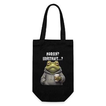 Morgenfauler Frosch mit Kaffee Morgen Ernsthaft? - Geschenkbeutel für Flaschen - Schwarz - Vorne