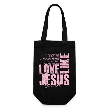 Love Like Jesus – Bible Verse John 13:34 | Christian - Gift Bag for Bottles - black - Front