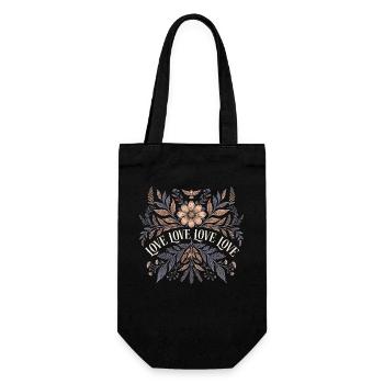 Love Love Love Gift for Romantics Flower Fans - Gift Bag for Bottles - black - Front