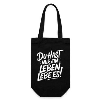 Du hast nur ein Leben – Lebe es - Geschenkbeutel für Flaschen - Schwarz - Vorne