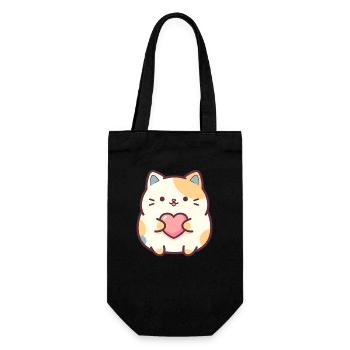 Kawaii Cat Heart Cartoon Motif for Cats Fans - Gift Bag for Bottles - black - Front