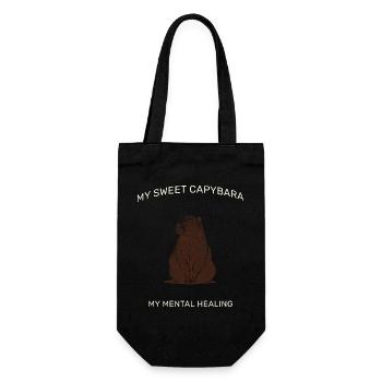 My Sweet Capybara – Aesthetic LineArt Design - Gift Bag for Bottles - black - Front