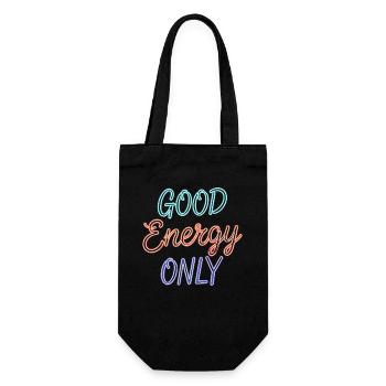 Good Energy Only Graphic in Retro Neon Style - Gift Bag for Bottles - black - Front