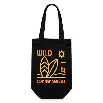 Sonnengeküsst Shirt – Sommer Strand Surf Urlaub  - Geschenkbeutel für Flaschen - Schwarz - Vorne