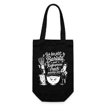 Barista wegen frecher Kaffeepreise - Geschenkbeutel für Flaschen - Schwarz - Vorne