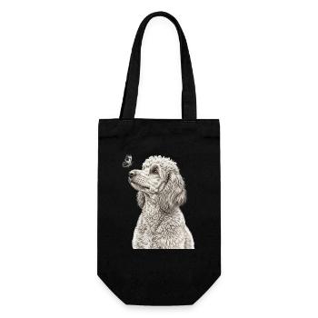 Banksy Style Poodle Dogs Butterfly Vintage - Gift Bag for Bottles - black - Front