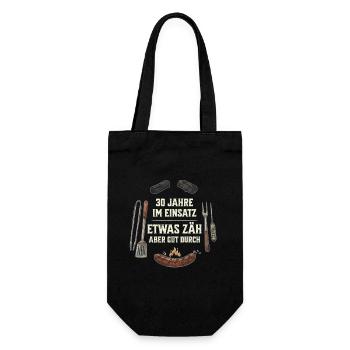 Grillmeister 30. Geburtstag - Geschenk für Männer - Geschenkbeutel für Flaschen - Schwarz - Vorne