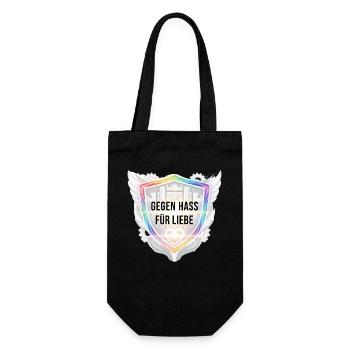 Anti Hass Statement für Frauen Männer Shirt  - Geschenkbeutel für Flaschen - Schwarz - Vorne
