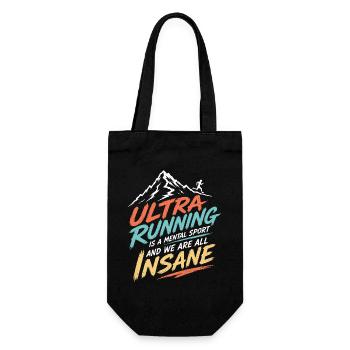 Ultralauf ist ein mentaler Sport und wir sind alle verrückt - Geschenkbeutel für Flaschen - Schwarz - Vorne