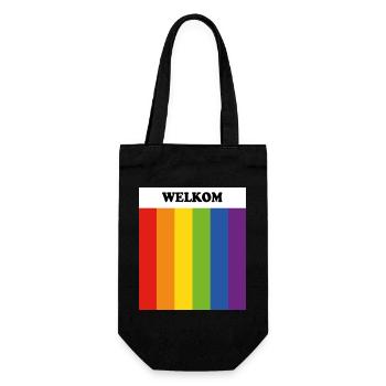 LGBT Welcome in Dutch  Welkom Rainbow Flag Safe Sp - Gift Bag for Bottles - black - Front