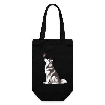 4. Siberian Husky Gift for Dog Owners - Gift Bag for Bottles - black - Front