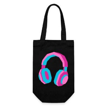 Kopfhörer 80er Retro Synthwave DJ Musik Gamer - Geschenkbeutel für Flaschen - Schwarz - Vorne