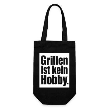 Grillen ist kein Hobby Grillmeister BBQ Shirt - Geschenkbeutel für Flaschen - Schwarz - Vorne