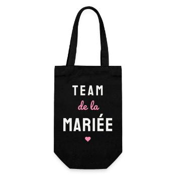 Team de la Mariée EVJF Coeur Mariage Fête Copines - Geschenkbeutel für Flaschen - Schwarz - Vorne