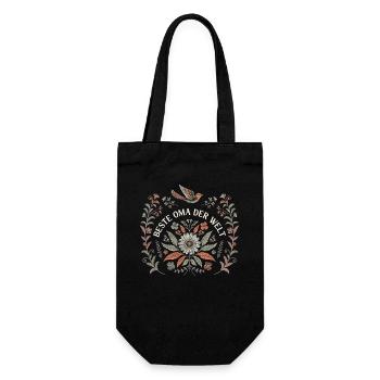 Beste Oma der Welt Blumen Spruch T-Shirt Geschenk - Geschenkbeutel für Flaschen - Schwarz - Vorne