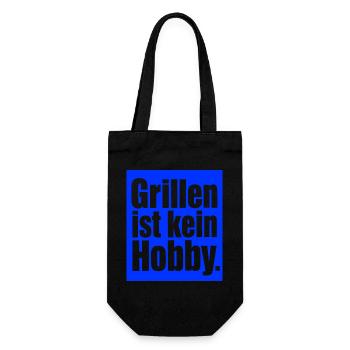 Grillmeister Spruch Geschenk für Männer & Väter - Geschenkbeutel für Flaschen - Schwarz - Vorne