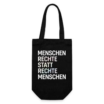Menschenrechte statt rechte Menschen Spruch Demo - Geschenkbeutel für Flaschen - Schwarz - Vorne