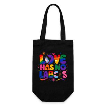 Love Has No Labels Regenbogen Pride Spruch - Geschenkbeutel für Flaschen - Schwarz - Vorne