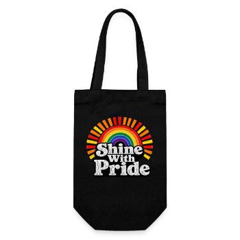 Shine With Pride LGBTQ Statement Retro Motiv - Geschenkbeutel für Flaschen - Schwarz - Vorne