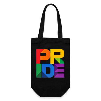 Pride Modern Block Design Regenbogen Schriftzug - Geschenkbeutel für Flaschen - Schwarz - Vorne