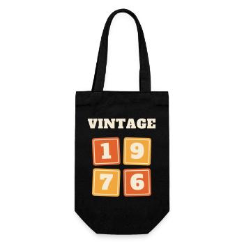 Vintage 1976 Retro Jahrgang 50. Geburtstag Geschen - Geschenkbeutel für Flaschen - Schwarz - Vorne