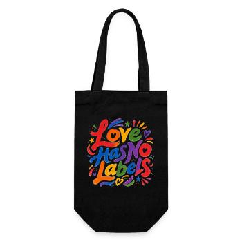 Love Has No Labels für Pride Fans Tshirt Aufkleber - Geschenkbeutel für Flaschen - Schwarz - Vorne