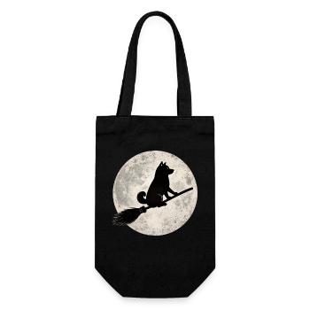 Shiba Inu Balai de la Sorcière Pleine Lune T-shirt Halloween - Sac à bouteille - noir - Devant
