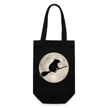 Moonlight hamster on the broom - Gift Bag for Bottles - black - Front