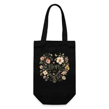 Hope Floral Heart T-Shirt Botanical Vintage Floral - Gift Bag for Bottles - black - Front