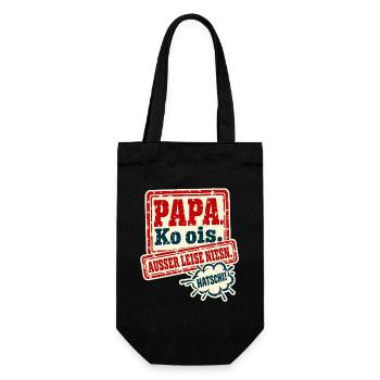 Papa Ko ois Außer leise niesn - Geschenkbeutel für Flaschen - Schwarz - Vorne